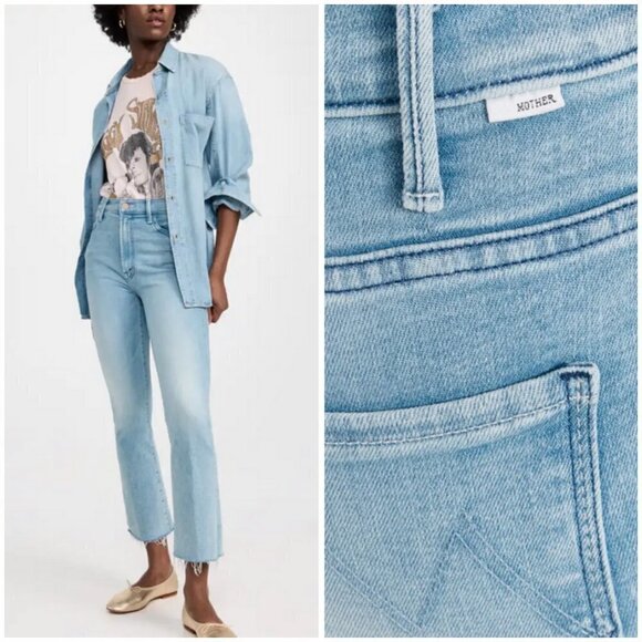💕MOTHER💕 Hustler Ankle Fray Jeans w/ Mother Patch ~ Cutting Class Blue 27 NWT - Picture 4 of 16